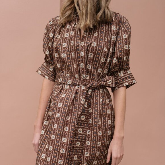 Brown Patterned Women's Dress - Picture 1 of 5